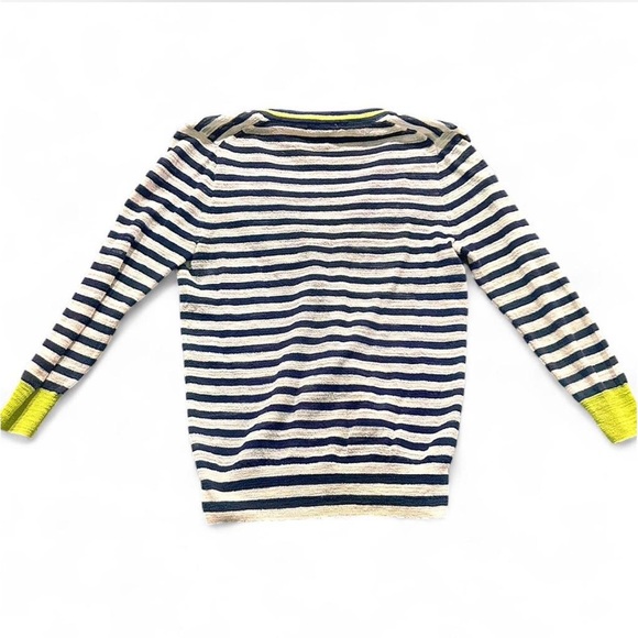J. Crew Cardigan Striped Sweater | Navy, White, Lime Green | XS - Picture 4 of 7
